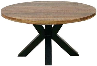 Mangohouten Eettafel Madison Rond 120 cm Mahom Industrieel - Dinertafel van Mangohout & Metaal - Industriële Eettafel