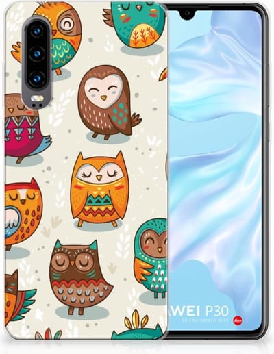 Huawei P30 TPU Hoesje Vrolijke Uilen