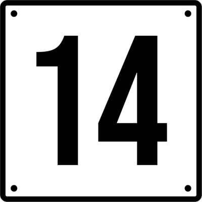 Huisnummerbord 14 - Incl. Schroeven en Pluggen – Acrylaat - 10 x 10 cm - Wit met Zwart