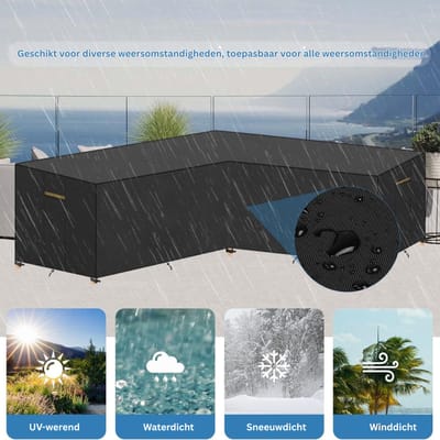 CLVP® Beschermhoes Tuinmeubelen - Tuinsethoes - Waterdicht - Zwart