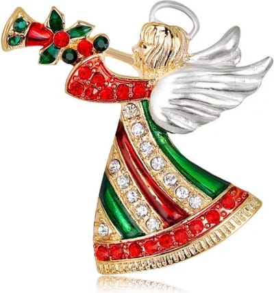 Kerst Broche- Zelto -Broche-Kerstmis-Kerst-Kerstengel-Rood-Groen-Kerstbroche-Broche Boetiek-Kerstkrans-Kerst Auto-Fiat 500-
