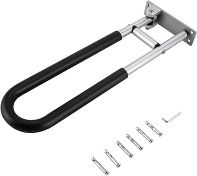 Wandbeugel Badkamer - Steungreep Toilet - Veilig Gebruik - 90 Graden Draaibaar - 60 cm Lengte - Zwart