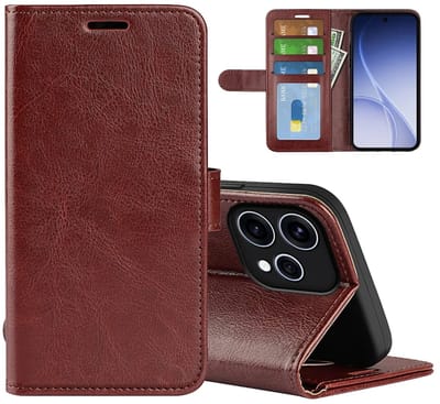 MobyDefend Hoesje - Geschikt voor Oppo Reno15 - Wallet Book Case (Sluiting Achterkant) - Bruin