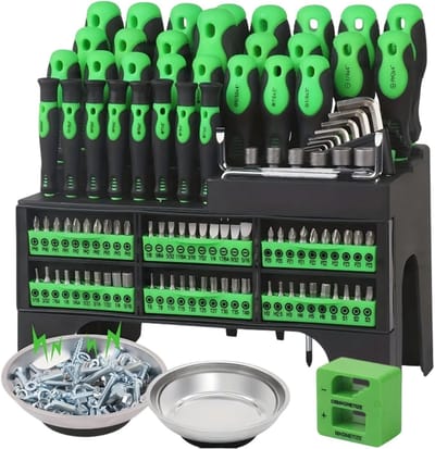 Schroevendraaierset - Reparatieset - Huishoudelijke reparaties - Magnetische bits - 118-delig - Groen