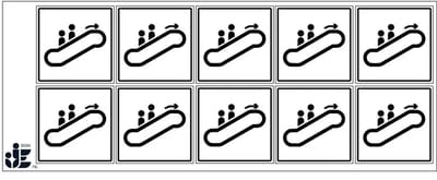 Roltrap omhoog sticker | 5 x 5 cm - 10 stuks per vel