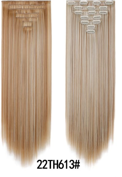 Pruik - Haarverlenging met 16 clips, haarclip, vervangende pruik - Pruik van synthetische vezels met clips - 60 cm -12.22TH613#