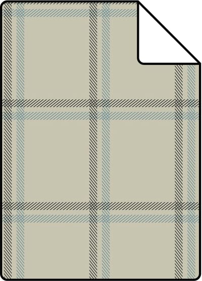 Proefstaal ESTAhome behang ruiten beige en blauw - 26.5 x 21 cm - 132164-S
