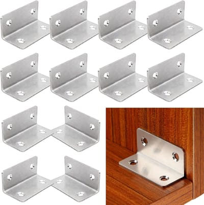 Hoekverbinders Roestvrij Staal - L-hoek Bevestigers - Meubel Reparatie - 90 Graden Versteviging - 6 x 2.5 x 2.5 cm