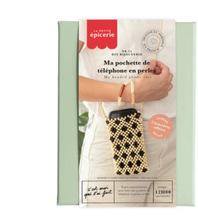 La Petite Epicerie DIY SIERADENKIT "MY BEADED PHONE POUCH/MIJN TELEFOONZAKJE MET KRALEN" 240g H14.5xW11xL3.5cm | Creatieve | Hobbyset | sieraden | kinderen en volwassenen