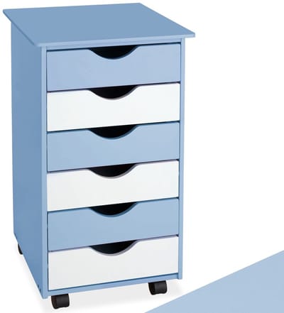tectake® Rolcontainer - Ladekastje met Wielen en 6 Laden - Diverse Kleuren - (Blauw | Nr. 400925)