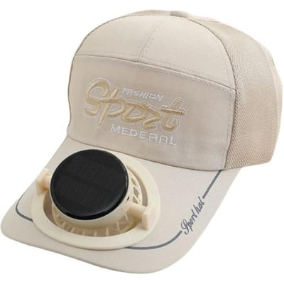 Baseballpet Polyester Zonne-Oplaadbare Ventilator Hoed Zonbescherming Eendensnavel Usb Oplaadbare Ventilator Hoed Zonbescherming Hoed Volwassenen Dragen beige