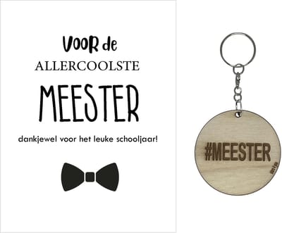 Sleutelhanger en kaartje MEESTER | STRIK | jij bent de liefste | liefste meester | topmeester | topjuf | einde schooljaar | juffen | meester | cadeau