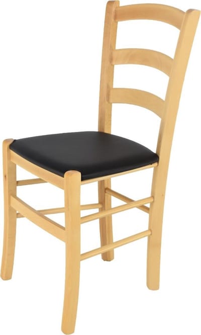 Tommychairs Venice - Eetkamerstoel - 1 Stuk - Naturel & Zwart - Stof & Hout