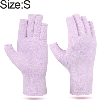 longziming -Artritis Compressie Handschoenen Dames – Drukbeschermende Handschoenen tegen Reuma & Carpaal Tunnel – Vingerloos, Ademend & Comfortabel – Paars – S (13–17 cm)