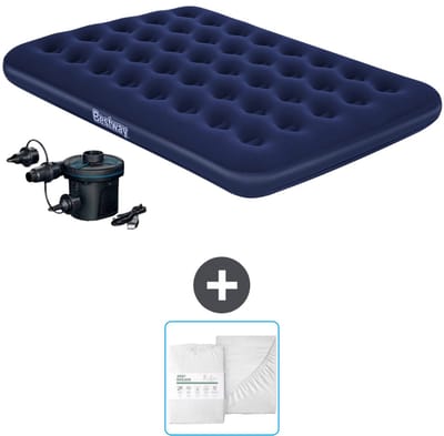 Bestway luchtbed - Twijfelaar - 137 x 191 x 22 cm - Blauw - Inclusief pomp en Hoeslaken