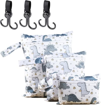 Thijox - 3 stuks Waterdichte Nat Tas, Herbruikbare Wasbare Luiertassen, Stoffen Zak met Rits voor Babyartikelen, Natte Kleding, Zwemmen en Sportschool