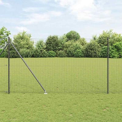 vidaXL - Euro-hek - met - grondpennen - 10 - x - 1,5 - m - PVC-Coated - Staal - Grijs - Mesh