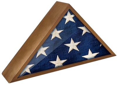 PH PandaHall Begrafenisvlaggendoos, driehoekige houten vlag muur showbox met glas, decoratieve vlaggenstandaard voor huis, 22,5 x 44,3 x 8,5 cm