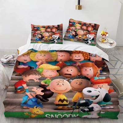Snoopy Kinder Microvezel Dekbedovertrekken 3-delig voor Tieners volwassene Dekbedovertrek Cartoon Comics Beddengoed met Rits cadeauhoes 210x210cm