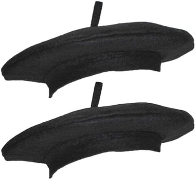 Funny Fashion carnaval verkleed baret hoed - 2x - Fransman - zwart - volwassenen