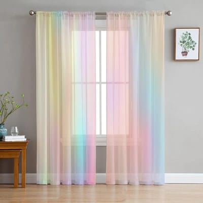 Slaapkamer Transparante Gordijnen Sterrenhemel Regenboog Stippen Woonkamer Keuken Raamgordijnen Tuinterras Balkon Slaapkamer Transparante Gordijnen 135W x 160H(cm) x2