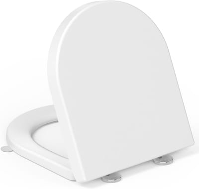 D-vormige WC-bril met Softclose, Toiletdeksel met Handgreep en Snelsluiting, voor Eenvoudige Reiniging - Draagvermogen 150 kg - 42,5 x 36,3 cm