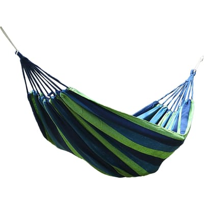 Hamac d'extérieur Confortable Coton Polyester Jusqu'à 440,9 lb Anti Basculement Hamac Portable pour bleu