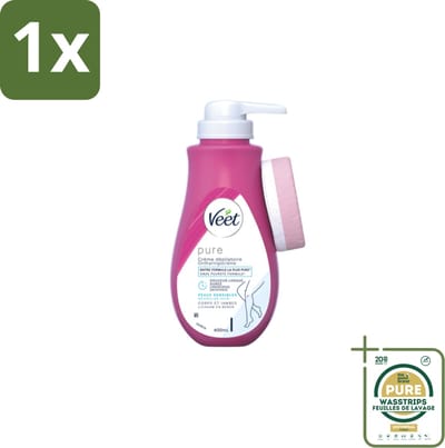 1 x Veet Pure - Ontharingscrème - Gevoelige Huid - Geen Geur van Ammoniak - 400ml- Ontharing Crème - Gevoelige Huid - Haartjes Verwijderen - Ammoniakgeur - Natuurlijke Ontharing