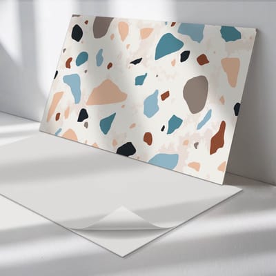 Wallfluent Vinyl Wandpaneel - Patroon met steenfragmenten Vinyl Wandbekleding - 120 cm x 60 cm - Beige PVC wandpaneel - 1 stuk - Rechthoekig Wandbekleding Vinyl - Texturen Wandpaneel - Zelfklevend Muurpaneel - Wandpaneel Keuken en Badkamer