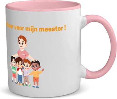 Akyol - dankbaar voor mijn meester koffiemok - theemok - roze - Meester - leraar - verjaardag - cadeautje voor meester - meester artikelen - kado - geschenk - gift - verjaardagscadeau - meesterdag - 350 ML inhoud