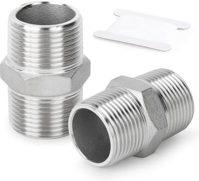 Zeynomax - Zeskantkoppelingen - Roestvrij staal - Duurzaam en robuust - 3/8" - Mannelijk - Voor leidingen en aansluitingen - Zilver