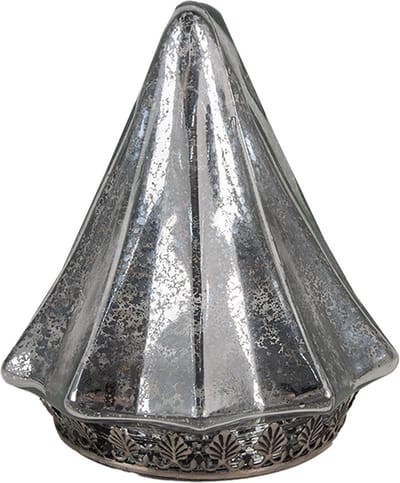 Clayre & Eef Kerstdecoratie met LED-verlichting Kerstboom Ø 14x16 cm Zilverkleurig Glas