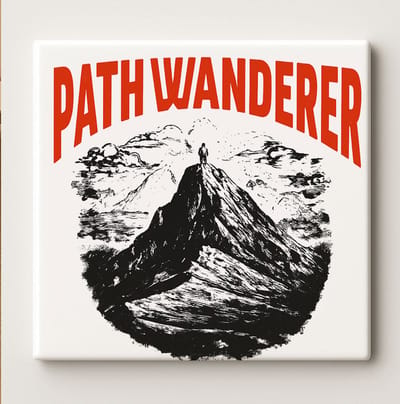 Path Wanderer Tegel 15x15 cm – Avontuurlijke Keramische Wanddecoratie voor Wandelaars, Reizigers en Natuurliefhebbers