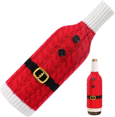 Kerst Wijnfles Cover Breien Fles Cover Cartoon Wijnfles Jumper Wijnfles Decoratie voor Thuis Vakantie Feest-Rood Groen