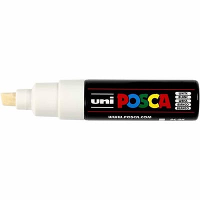 Posca Marker, afm PC-8K, lijndikte 8 mm, breed, wit, 1 stuk