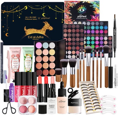 NAXSIR Alles-in-één make up set – Make up set voor meisjes,Incl. Oogschaduw, Foundation, Lippenstift & Kwasten – Ideaal voor Beginners en Professionals