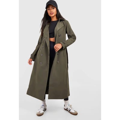 boohoo Dames Gordelde Trenchcoat | Khaki | Maat: 14