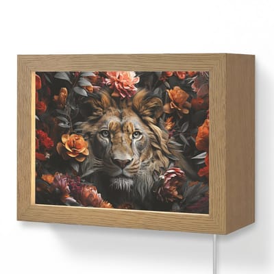 Wandlamp 20x15 cm - Oplaadbaar - Leeuw - Dier - Natuur - Bloemen - Botanisch - Wandlampen binnen woonkamer - Slaapkamer lamp met kabel - Decoratieve nachtlamp - Vloerlamp snoer