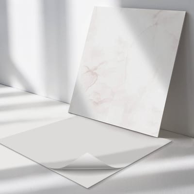 Wallfluent Vinyl Tegels - Fijn Marmerpatroon Vinyl Vloer Tegels - 30 cm x 30 cm - Romig PVC Tegels - Set van 9 - Vierkant PVC Tegels - Texturen Plaktegels - Zelfklevende Vinyl Tegels - Plaktegels Keuken en Badkamer