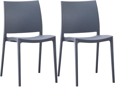 CLP Meton Set van 2 Tuinstoelen - Stapelbaar - Onderhoudsvriendelijk - Weerbestendig - grijs