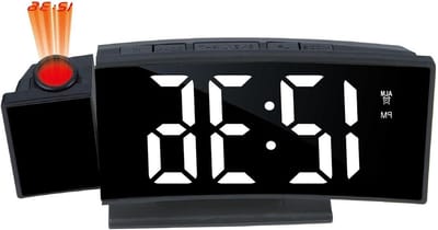 Digitale Wekker - Elektrische Klok - Nachtkastje Organisatie - Projectie Tijdweergave - 18cm Breed - Zwart