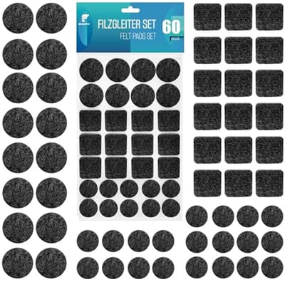 Hoogwaardige Vilt Meubelpads - 60 Stuks Zwarte Vilt Pads van 3mm Dikte voor Meubelvoeten en Stoelpootbescherming