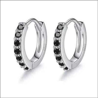 Aramat Jewels | Oorringen | Zilveren Oorringetjes met Zirkonia 15mm | Zwart | |3mm | Zilver | Kinderen, Volwassenen | Verkleurd niet