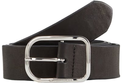 Tom Tailor - TTHELEN leren riem met afgeronde gesp - Maat 75 - black uni