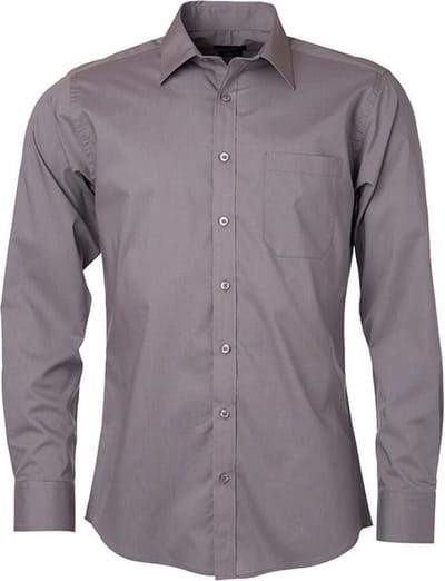 James and Nicholson Heren Longsleeve Poplin Shirt (Staalgrijs)