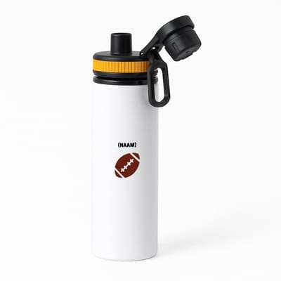 Hacebo® - american football met je eigen naam waterfles met draaidop oranje - sport liefhebbers - NFL - verjaardag - verjaardagscadeau - mensen die houden van american football - cadeau - kado - geschenk - gift - water fles - 850ML