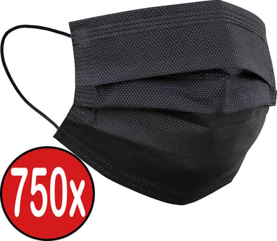 Mondkapje Wegwerp Zwart Mondmasker Mondkapje Wegwerp Mondkapjes Niet Medisch Universeel - 750x