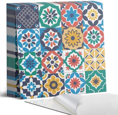 Coloray Plaktegels - Mozaïekpatronen in de lay-out Portugese Tegels - 30 cm x 30 cm - Groente Plaktegels - 9 stuks - Vierkant PVC Tegels - Plaktegels Keuken - Zelfklevende Vloertegels - Vinyl Tegels - Zelfklevende Tegels