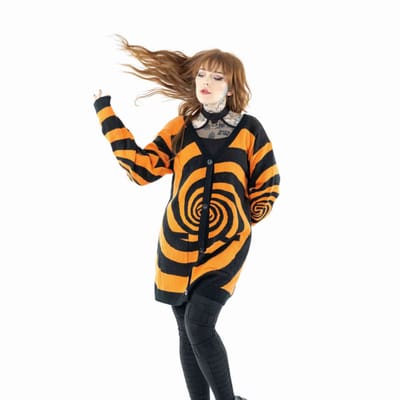 Vixxsin - Hypno Lange cardigan - S - Zwart/Oranje