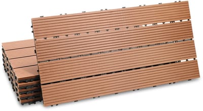 Terrastegels 60x30cm 30 stuks 6m² WPC Tegels Balkon Terras of Vlonder Snelle Montage Vlondertegel Tuintegels Terrasplanken Balkon vloer Kliktegels Buiten tegels Geelbruin